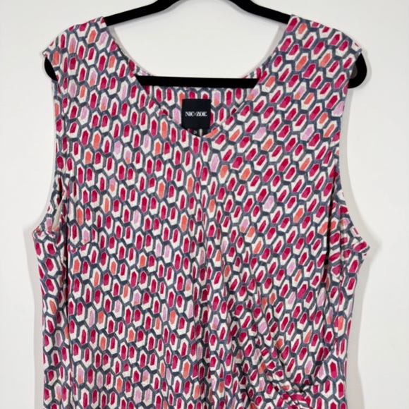 NIC and ZOE Printed Geometric Gathered Side Sleeveless Dress Size 2x - Picture 3 of 11